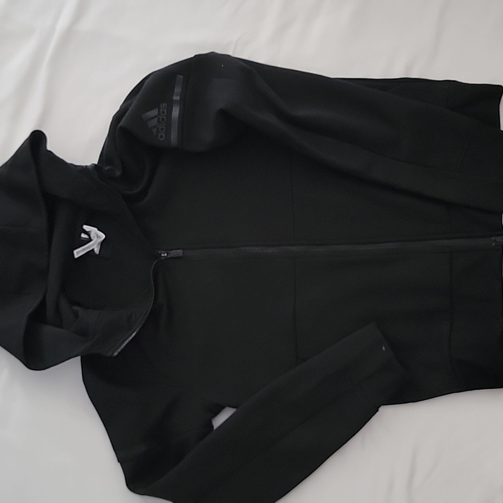 Mens Adidas Black Pro series Hoodie with reverse zipper, Small,NEW Rare Style!